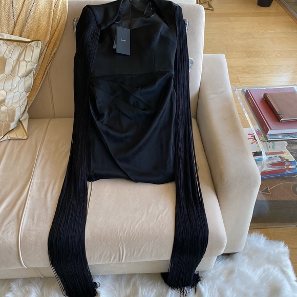 ALEX RUCHED FRINGE OVERLAY MINI DRESS Size Medium - Picture 9 of 12